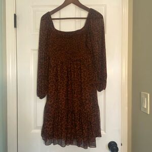 Just Taylor brand long sleeve rust leopard print dress